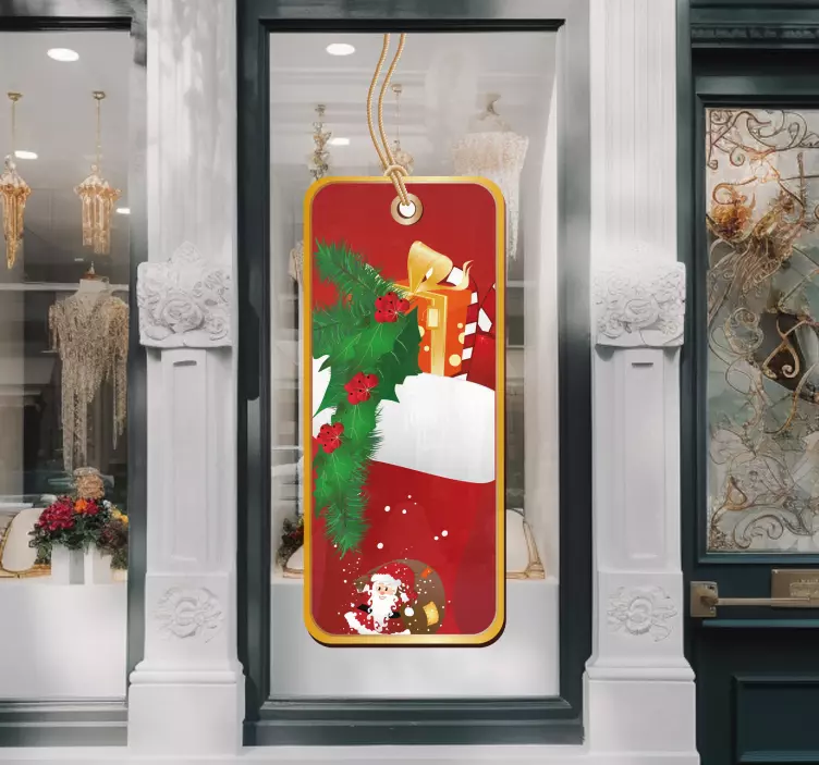 Lahjapaketti joulutarroja näyteikkunaan - Tenstickers