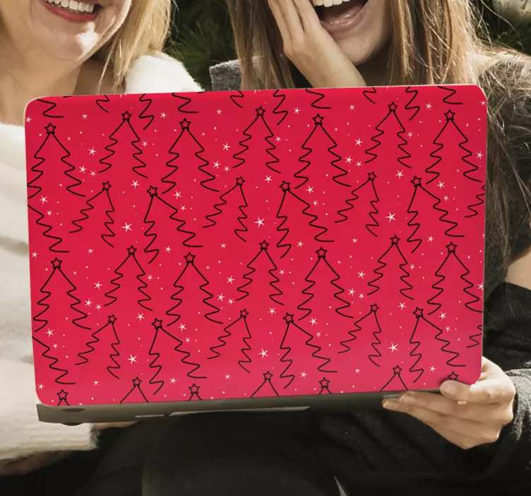 Hieno joulukuusi ääriviivat Läppäritarra - Tenstickers