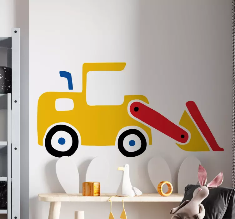 Kaivinkone puskutraktori yksinkertainen sarjakuva lelutarrat - Tenstickers