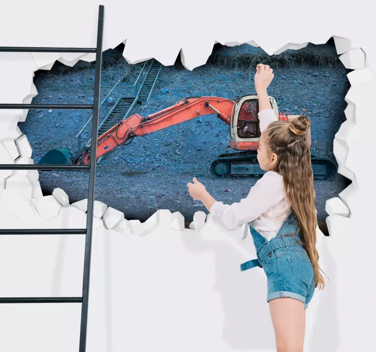 Kaivinkoneen rakentaminen 3D tarra - Tenstickers