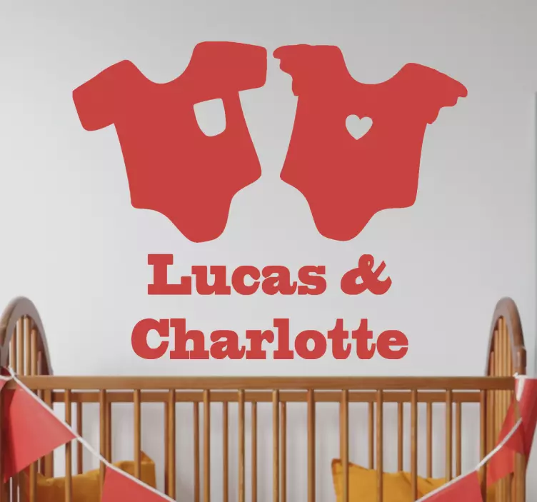 Kaksosten huoneiden nimet seinätarra lastenhuone - Tenstickers