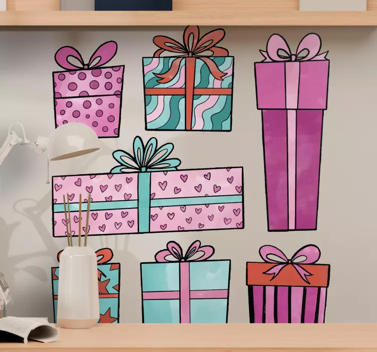 Käsin piirretty joululahjasetti joulutarrat - Tenstickers