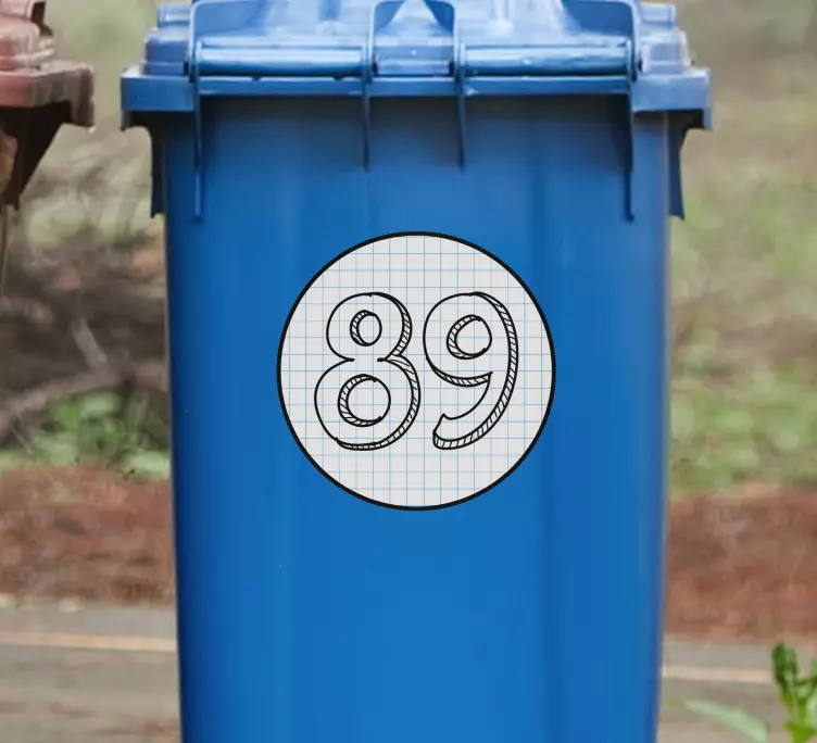 Käsin piirretyt numerot Roskakori tarra - Tenstickers