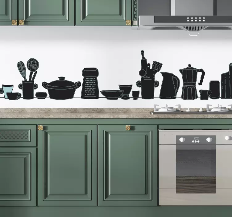 Keittiövälineiden siluetteja ruokatarra - Tenstickers