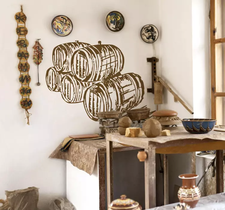 Kellari tynnyreissä kuva seinä tarra - Tenstickers