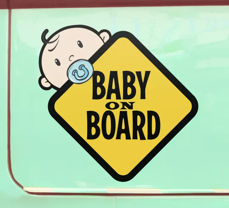 Keltainen merkki söpö lapsi Baby on board tarra - Tenstickers