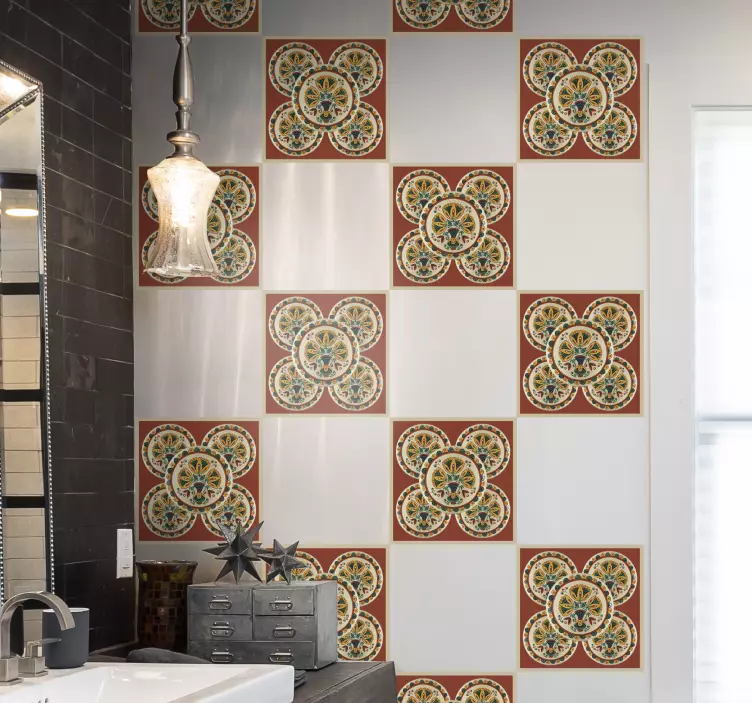 Keltaiset kukat horezu-kuvio kaakelitarra - Tenstickers