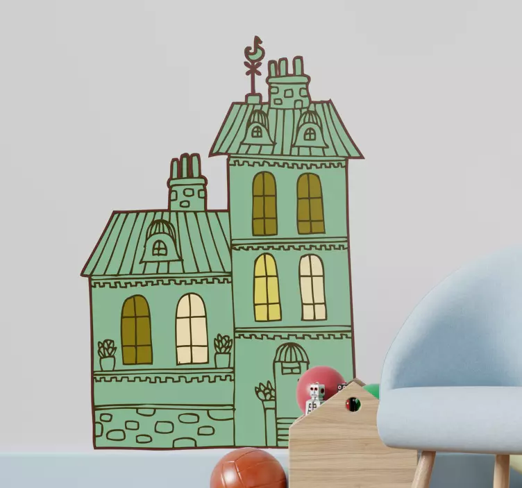 Kiinteistö rakennus kuvitus tarra - Tenstickers