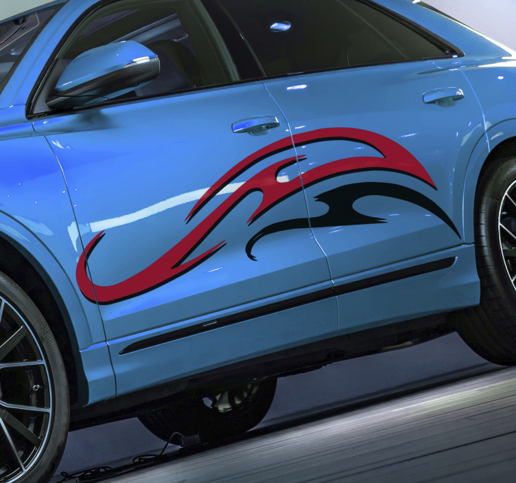 Kilpa-auto raidallisella valkoisella ja punaisella auton tarralla - Tenstickers