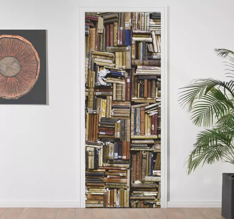 Kirjasto vanhojen kirjojen oven tarra - Tenstickers