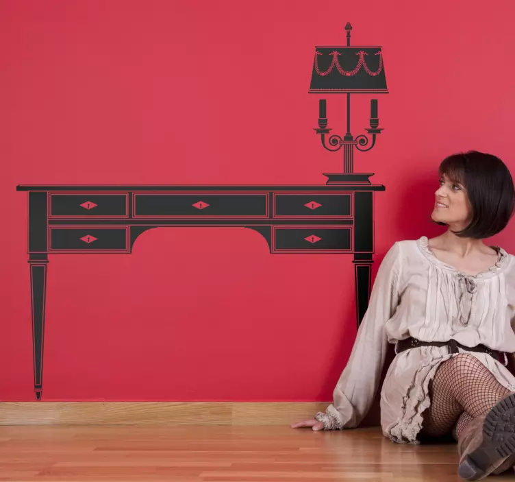 Kirjoituspöytä ja lamppu siluetti - Tenstickers