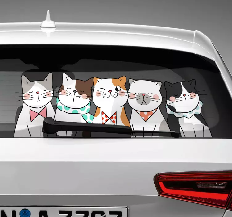 Kissa leijuva auto vinyyli tarra - Tenstickers