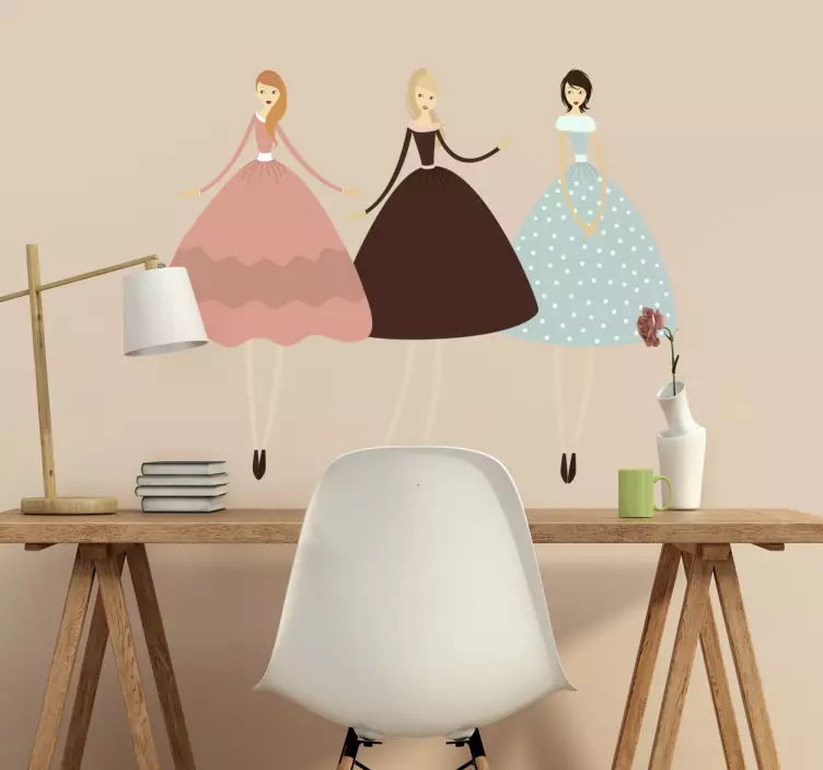 Kolme Eleganttia Tyttöä Sisustustarra - Tenstickers