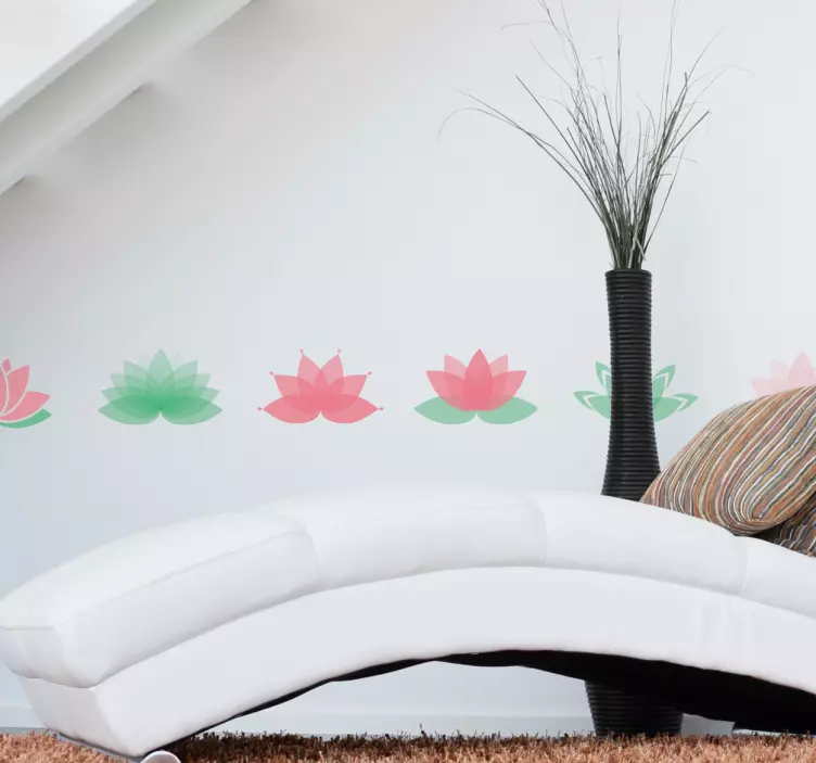 Lootuskukka valance koristereunus tarra - Tenstickers