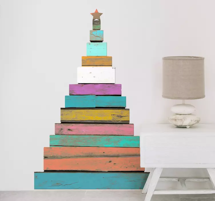 Koristetarra puinen joulukuusi - Tenstickers