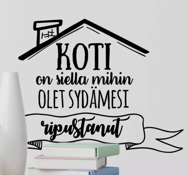 Koti = sydämen olohuoneen seinän sisustus - Tenstickers