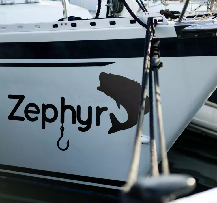 Koukku ja kala henkilökohtainen tarra - Tenstickers