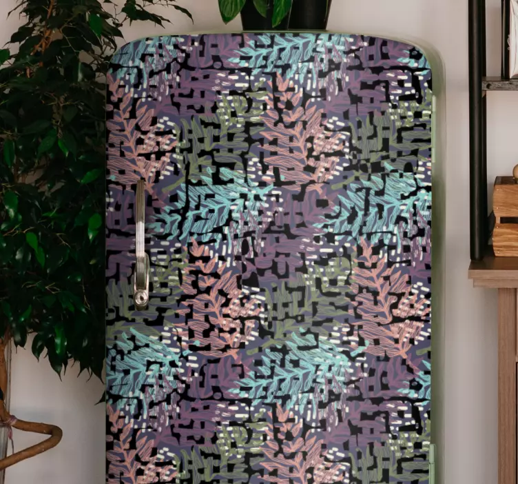 Kukka-lehtikuvioita jääkaappitarra - Tenstickers