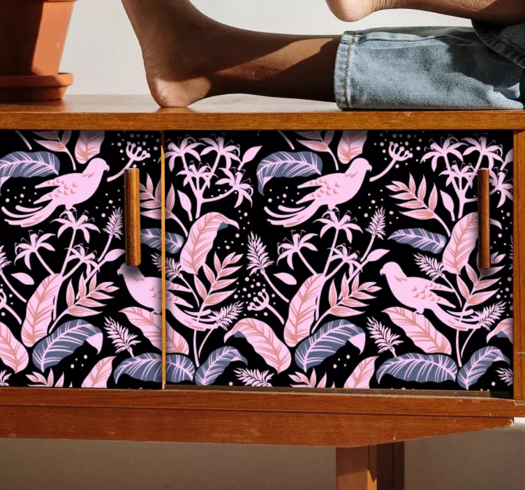 Kukkainen lintutunnus huonekalutarra - Tenstickers