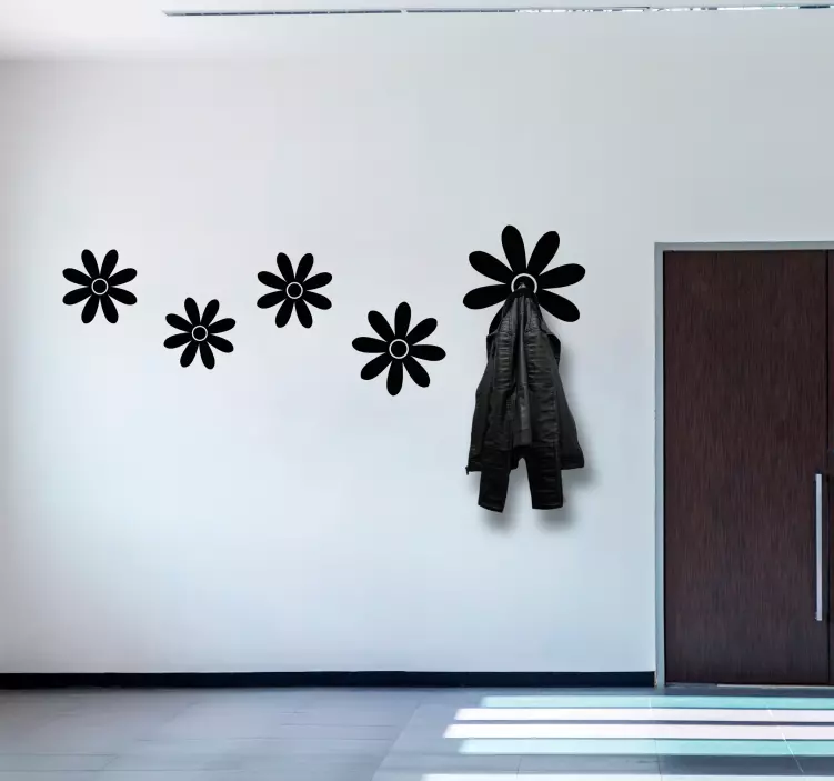 Kukkakoukkuasetelma naulakko sisustustarra - Tenstickers