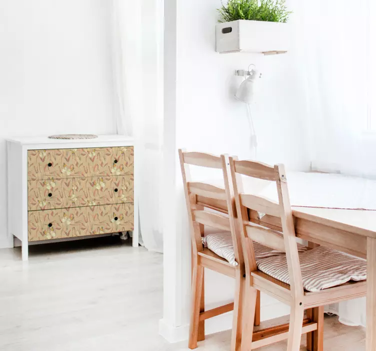 Syksyn kukkien kuvio huonekalutarra - Tenstickers