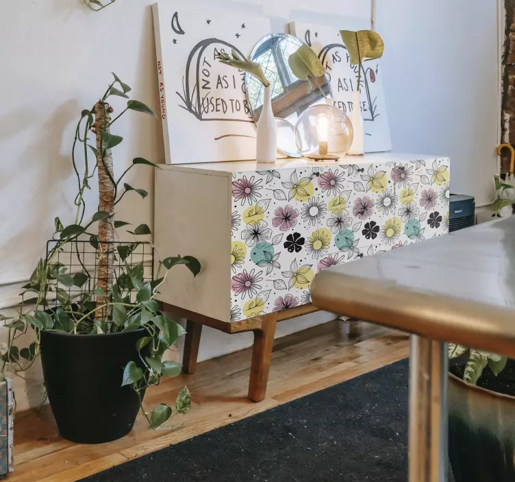 Värikkäät kukkivat kukat huonekalutarra - Tenstickers