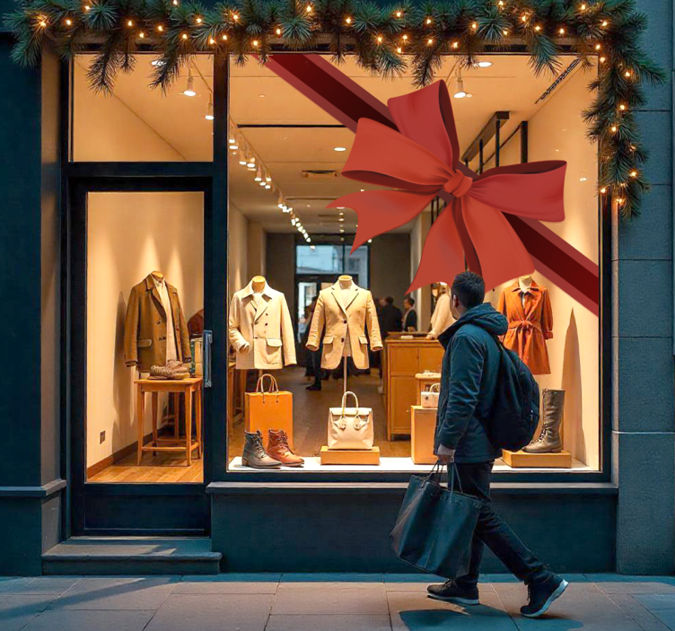 Kulman punainen nauha näyteikkuna tarra - Tenstickers