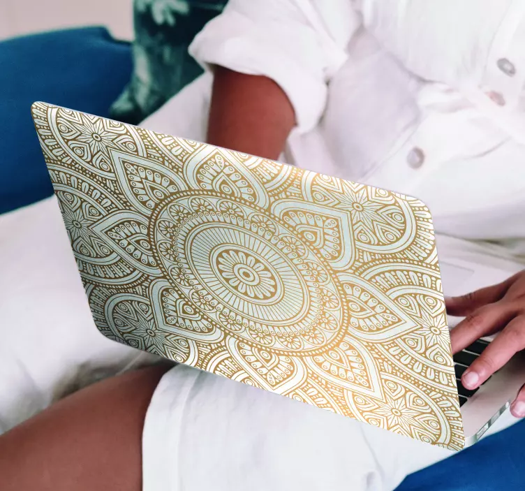 Kaunis kultainen mandala Läppäritarra - Tenstickers