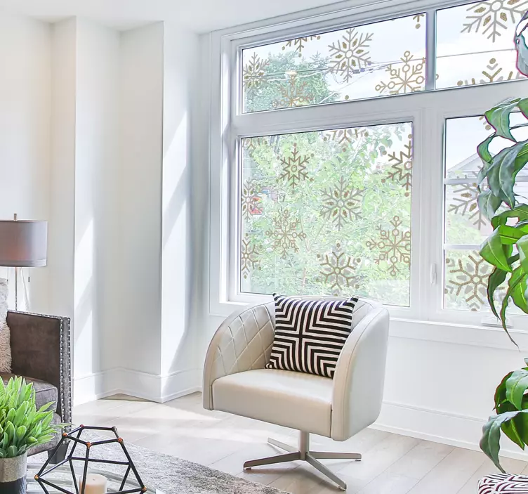 Kultaiset lumihiutaleet setti joulu aiheinen seinätarra - Tenstickers