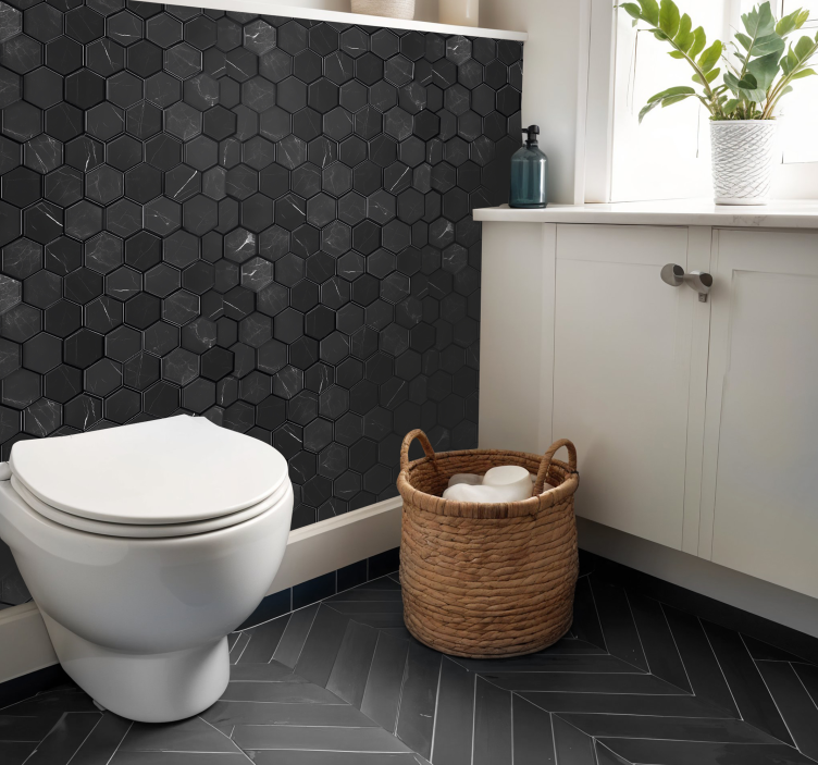 Kuusikulmio musta dinosaurus tarra - Tenstickers