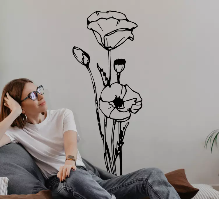 Kuva unikon kukkia kukkatarra - Tenstickers