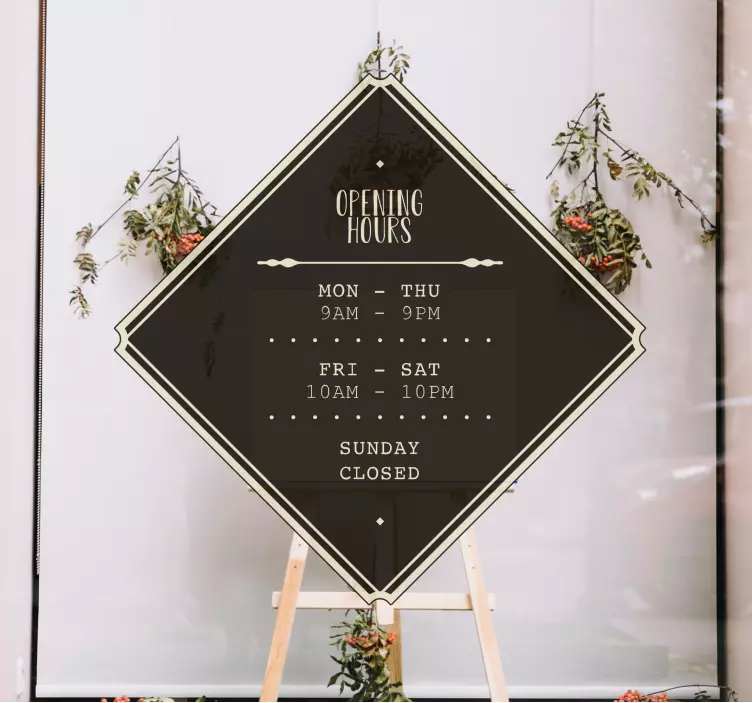 Kuva yrityksen aukioloajoista tarroja näyteikkunoihin - Tenstickers