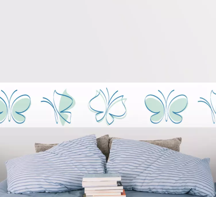 Kuvastetut laatat perhosia koristereunus tarra - Tenstickers