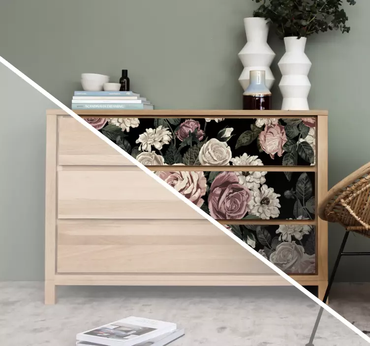 Kuvio isoja ruusuja Huonekalutarrat - Tenstickers