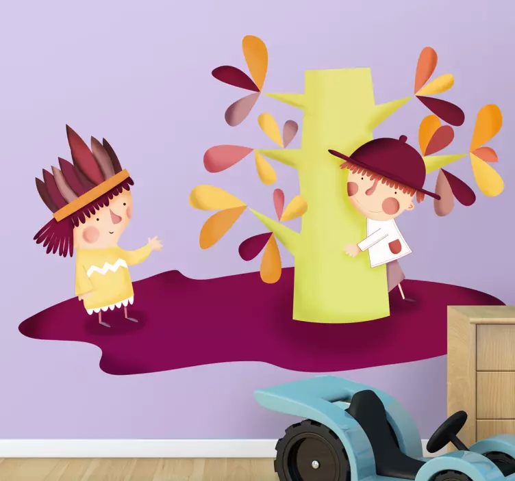 Länkkäri ja intiaani sisustustarra - Tenstickers