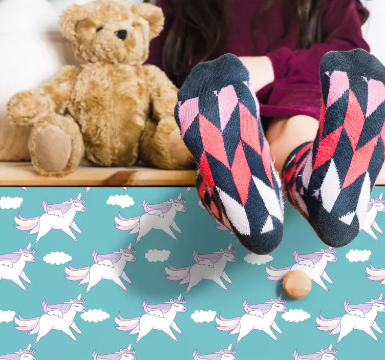 Lapsellinen yksisarvinen kuviokalustetarra - Tenstickers