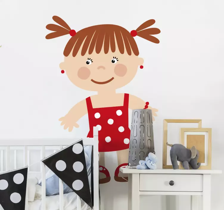 Lapset tarrat pikkutyttö punaisella - Tenstickers