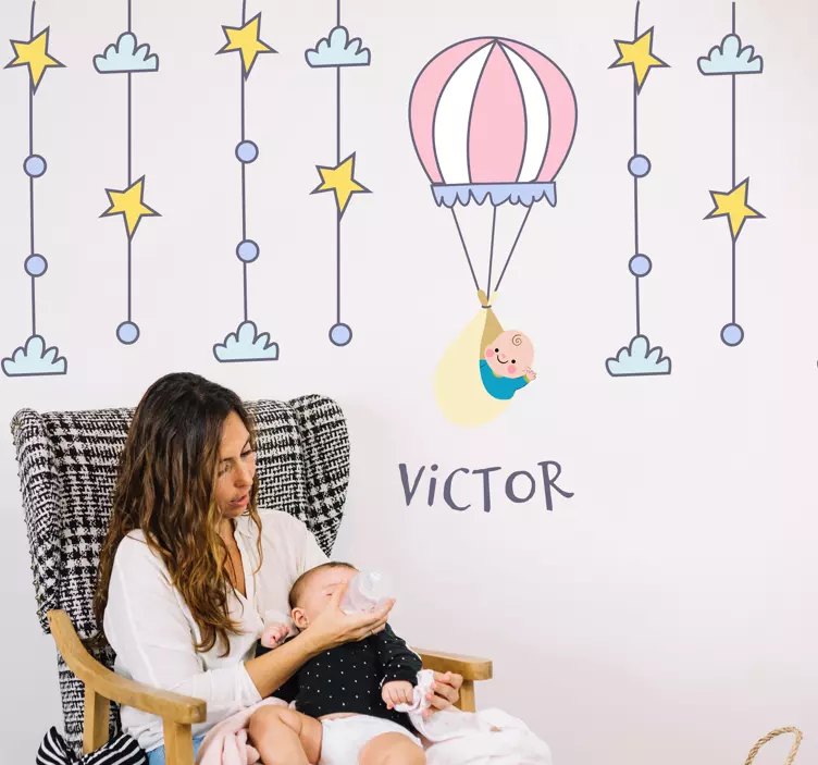 Lapsi Kuumailmapallo Sisustustarra - Tenstickers