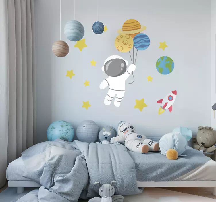 Lasten astronautti avaruus seinätarra - Tenstickers