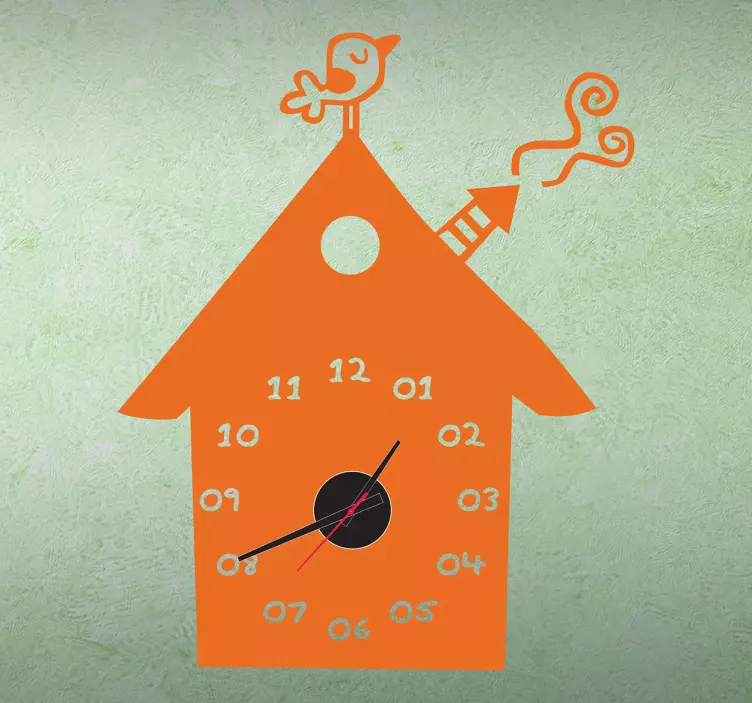 Lasten linnutalon seinäkello tarra - Tenstickers