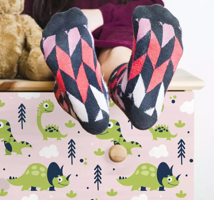 Leikkisä dinosaurusteema dinosaurus tarra - Tenstickers