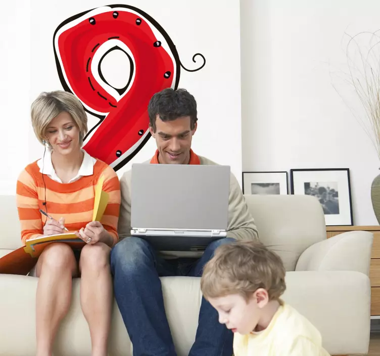 Leikkisä numero yhdeksän sijaintitarra - Tenstickers