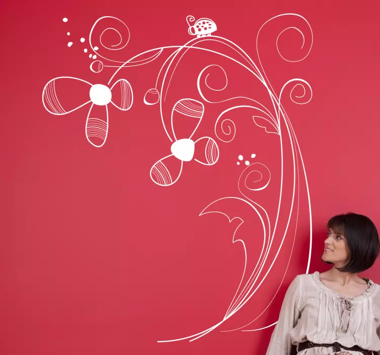 Leppäkerttu päivänkakkara seinään tarra - Tenstickers