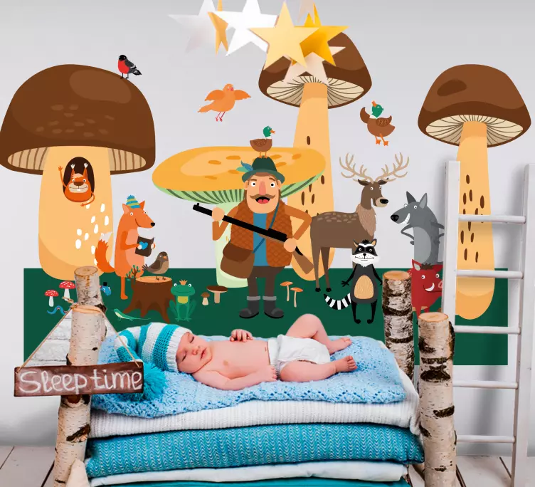 Linnut sienimetsässä kuvitelma tarra - Tenstickers