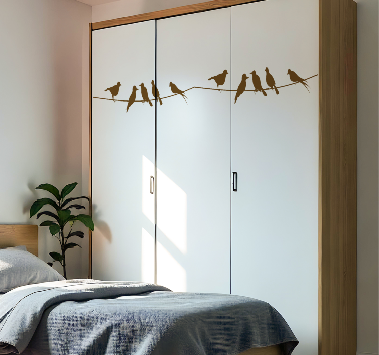 Lintuja langalla huonekalutarra - Tenstickers