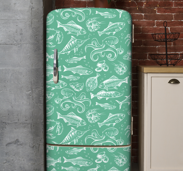 Luonnos kala käsin piirtää Jääkaappitarra - Tenstickers