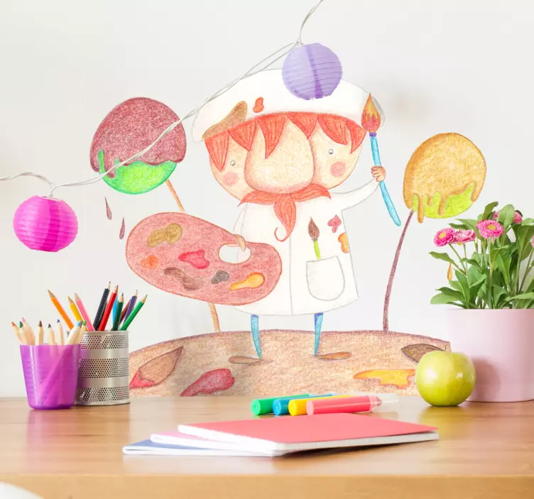 Luova sarjakuvataiteilija seinätarra lastenhuone - Tenstickers