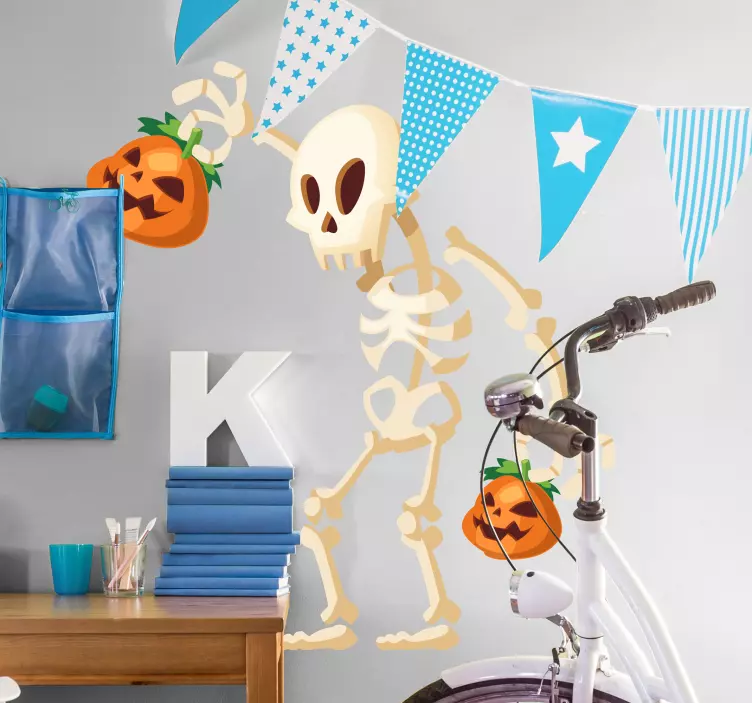 Hieno luuranko ja kurpitsat halloween tarrat - Tenstickers