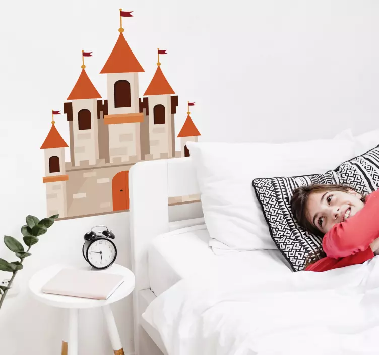 Maalaismainen linna luonnos lapsille tarra - Tenstickers