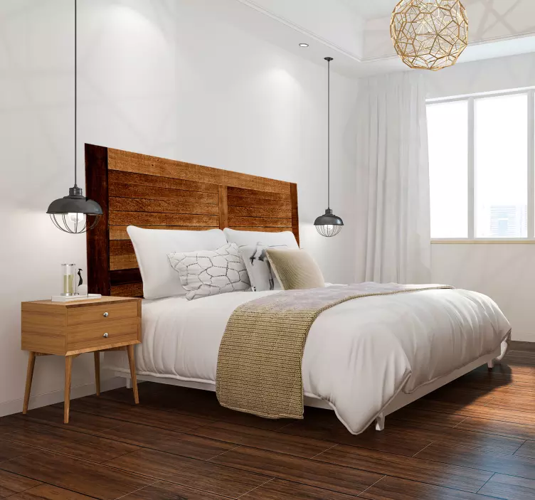 Maalaismainen puulankkujen rakenne Sängynpääty tarra - Tenstickers